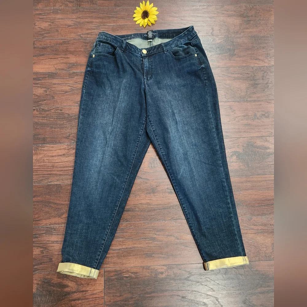 Lane BRYANT BOYFRIEND GENIUS FIT Dark Blue Jeans ♠️🌀